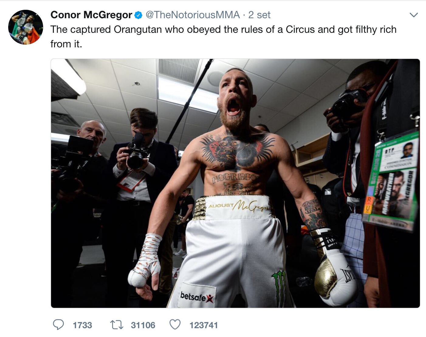 McGregor on twitter 